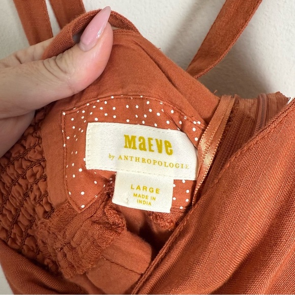 Maeve Rust Linen Blend Mini Dress Size Large - Picture 4 of 9